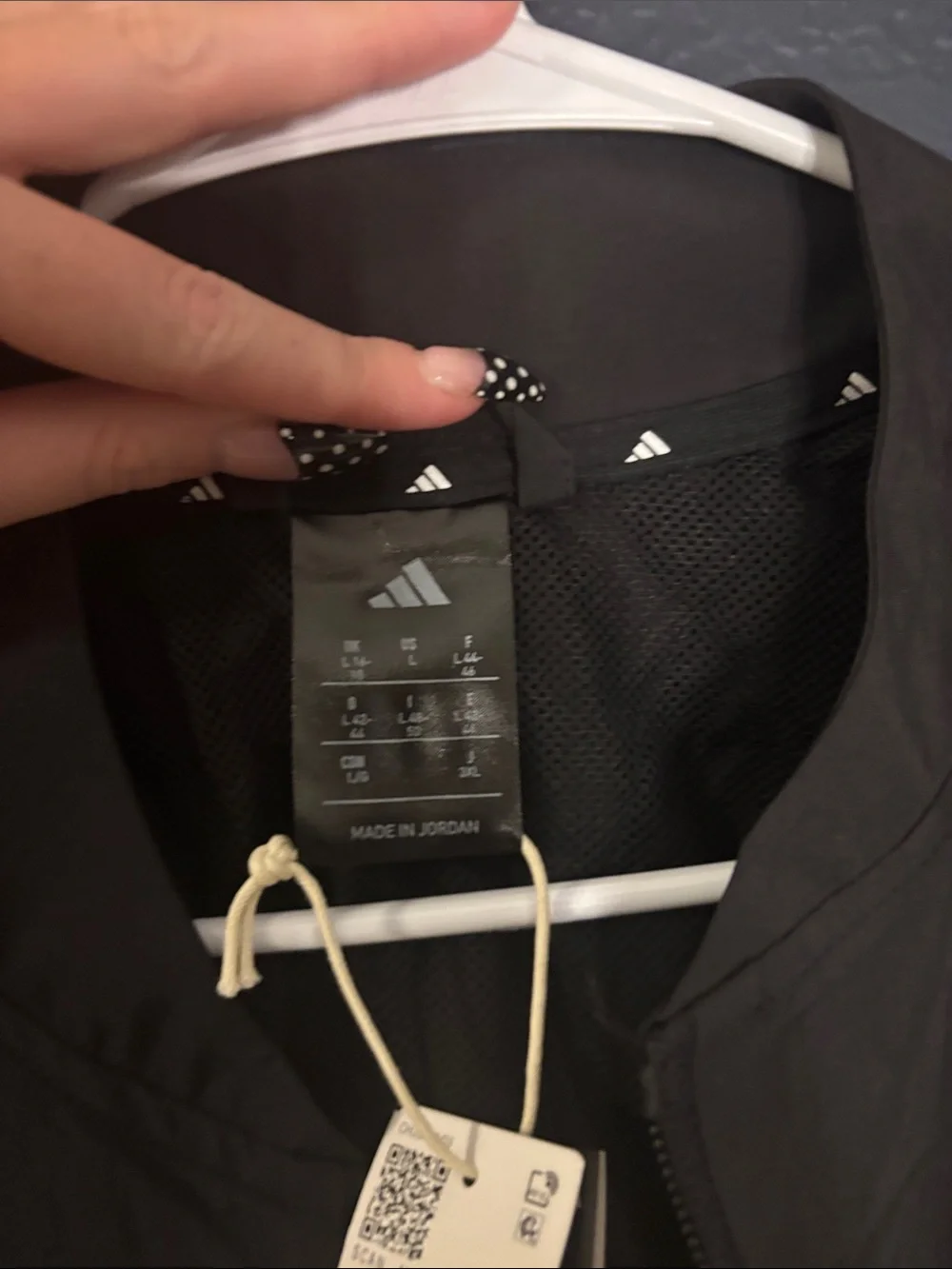 adidas Black Windbreaker Jacket with White Stripe Accents